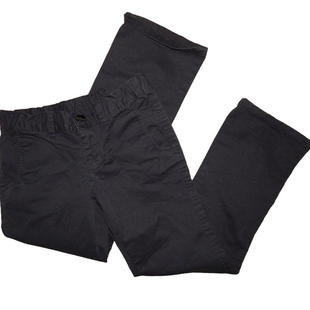 Faded Glory Girls Size 7 Black Pants Adjustable Waist Cotton Stretch
